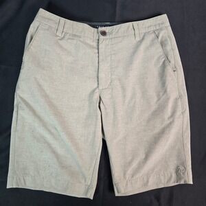 7Diamonds Performance Shorts Mens 32x10 Heathered Khaki Hybrid Golf Tan